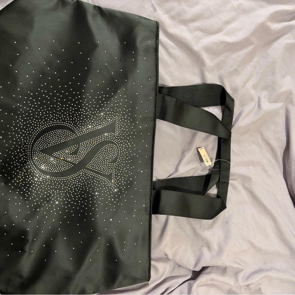 Embellished Black VS Tote Bag with Sparkle Logo